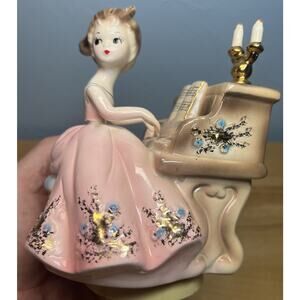 Josef Originals Tammy Playing Piano Wind Up Music Box Decorative Japan WORKS!